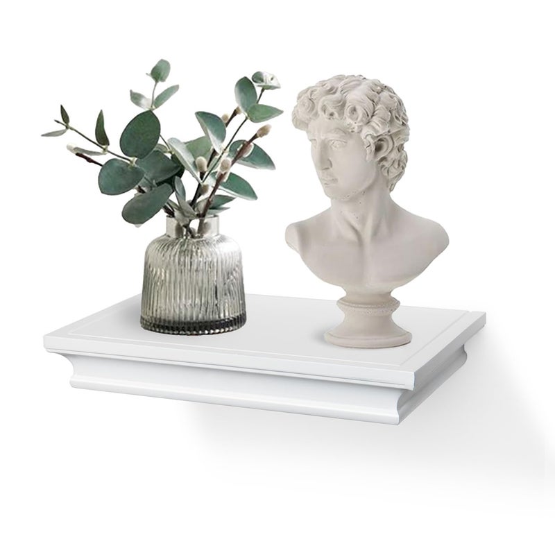 AH-DECOR AHDECOR White Floating Shelves Wall Mounted, Deeper Wall Storage Shelf for Home DÃ©cor, Super Sturdy, Easy to Install, 12â€ Wide, 7.75â€ Deep - Image 1